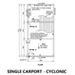 Ezy Blox Sheds Carport Kit Single Flat Roof DIY - 6M x 3M - High Gloss Finish