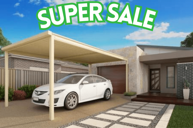 Ezy Blox Sheds Carport Kit Single Flat Roof DIY - 6M x 3M - High Gloss Finish