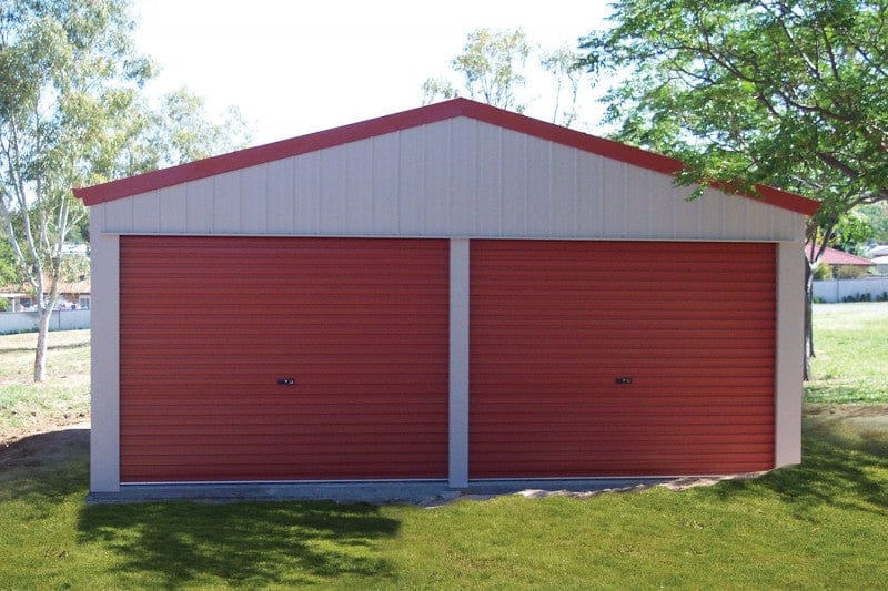 Ezy Blox Sheds Double Garage Gable Kit- 6.0m(W) x 8.0m(L); 2 Roller Doors