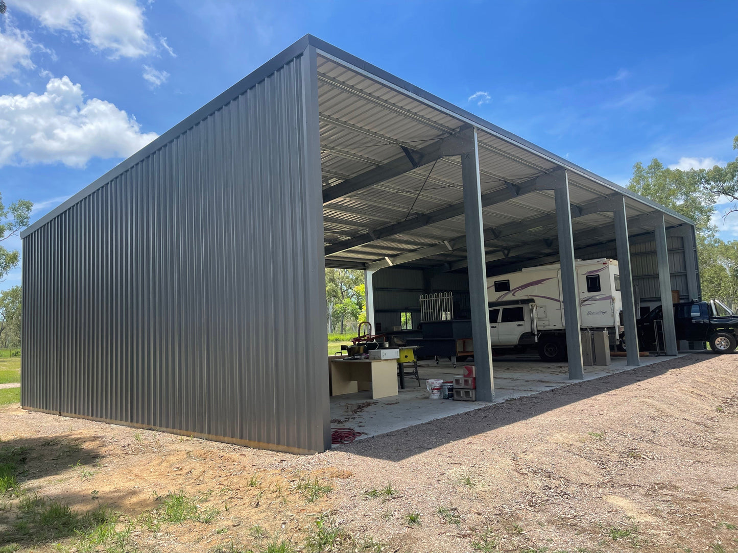 Ezy Blox Sheds Farm Shed Kit - 10.6m(W) x 13.6m(L); 4 Bay Shed