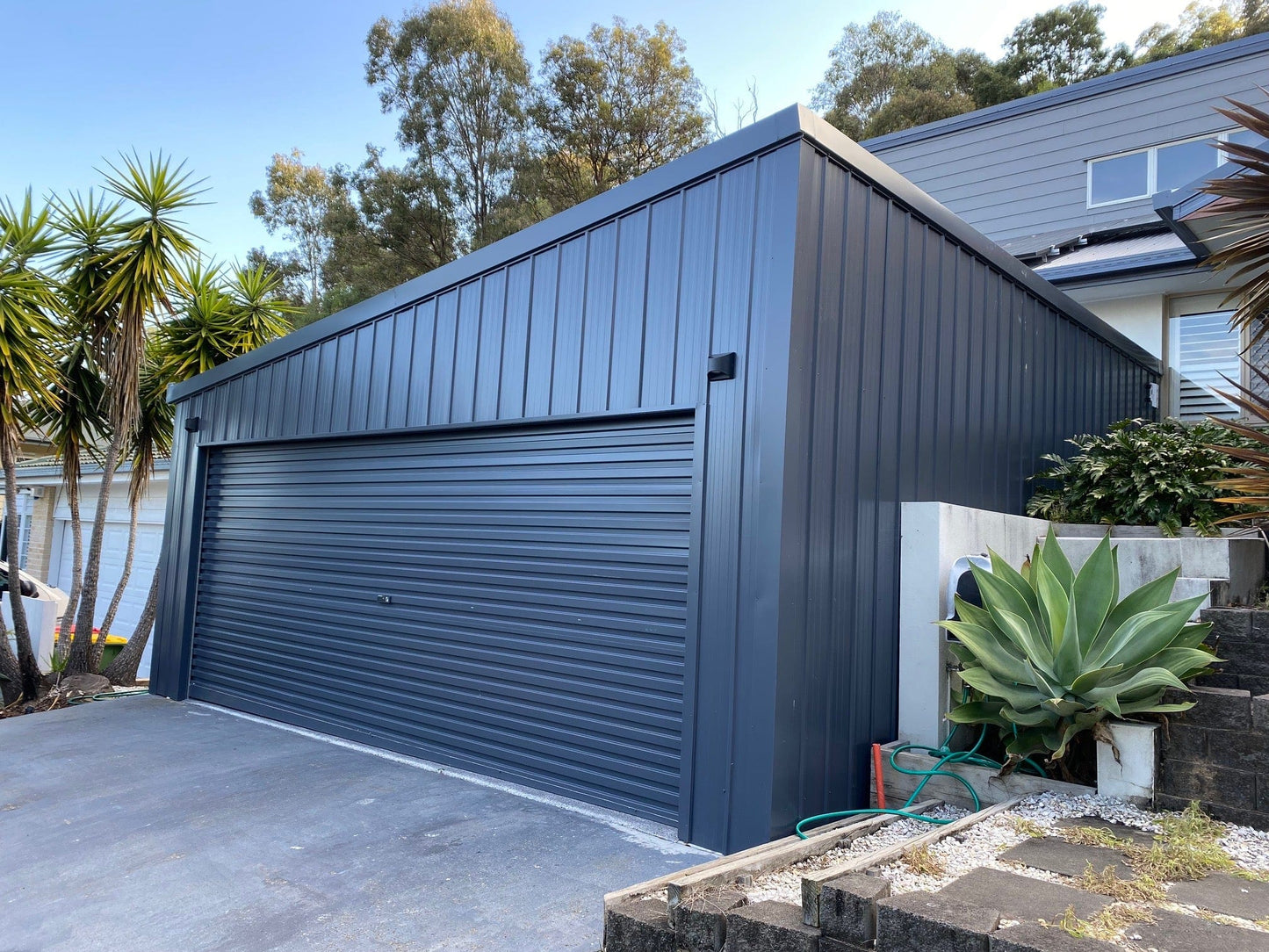 Ezy Blox Sheds Single Garage Skillion Kit- 3m(W) x 4m(L); 1 Roller Door