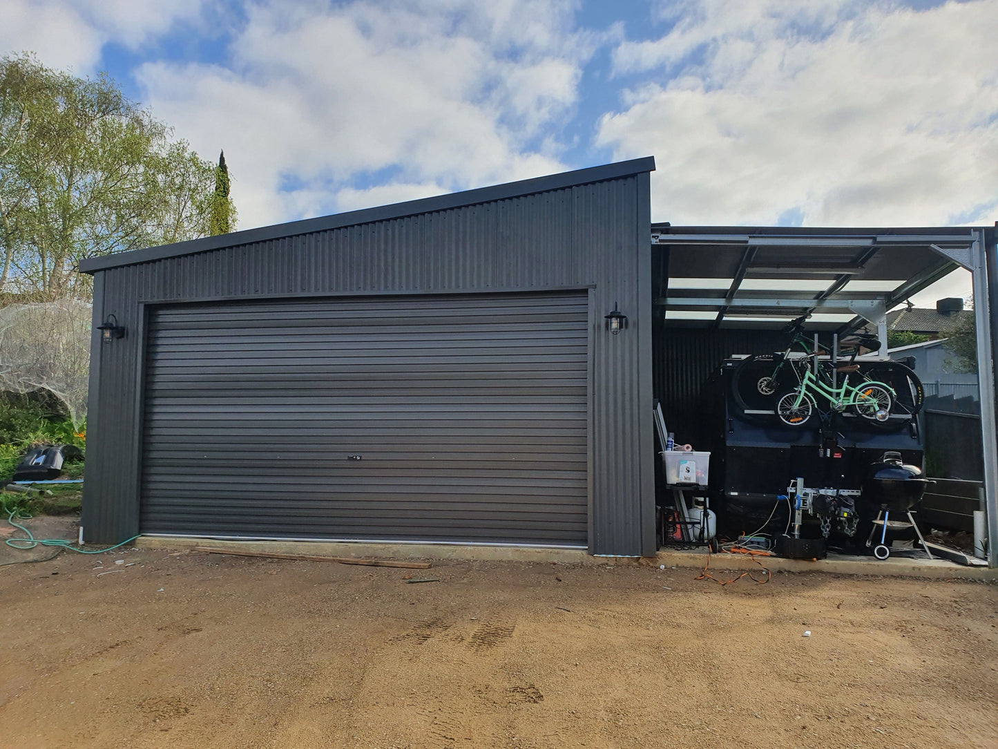 Ezy Blox Sheds Single Garage Skillion Kit- 3m(W) x 6m(L); 1 Roller Door