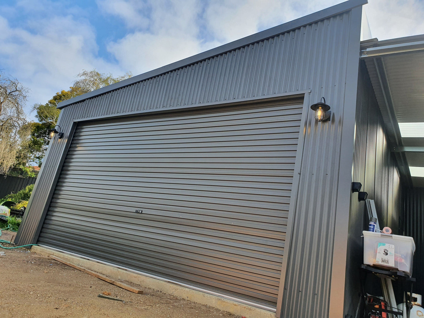 Ezy Blox Sheds Single Garage Skillion Kit- 3m(W) x 7m(L); 1 Roller Door