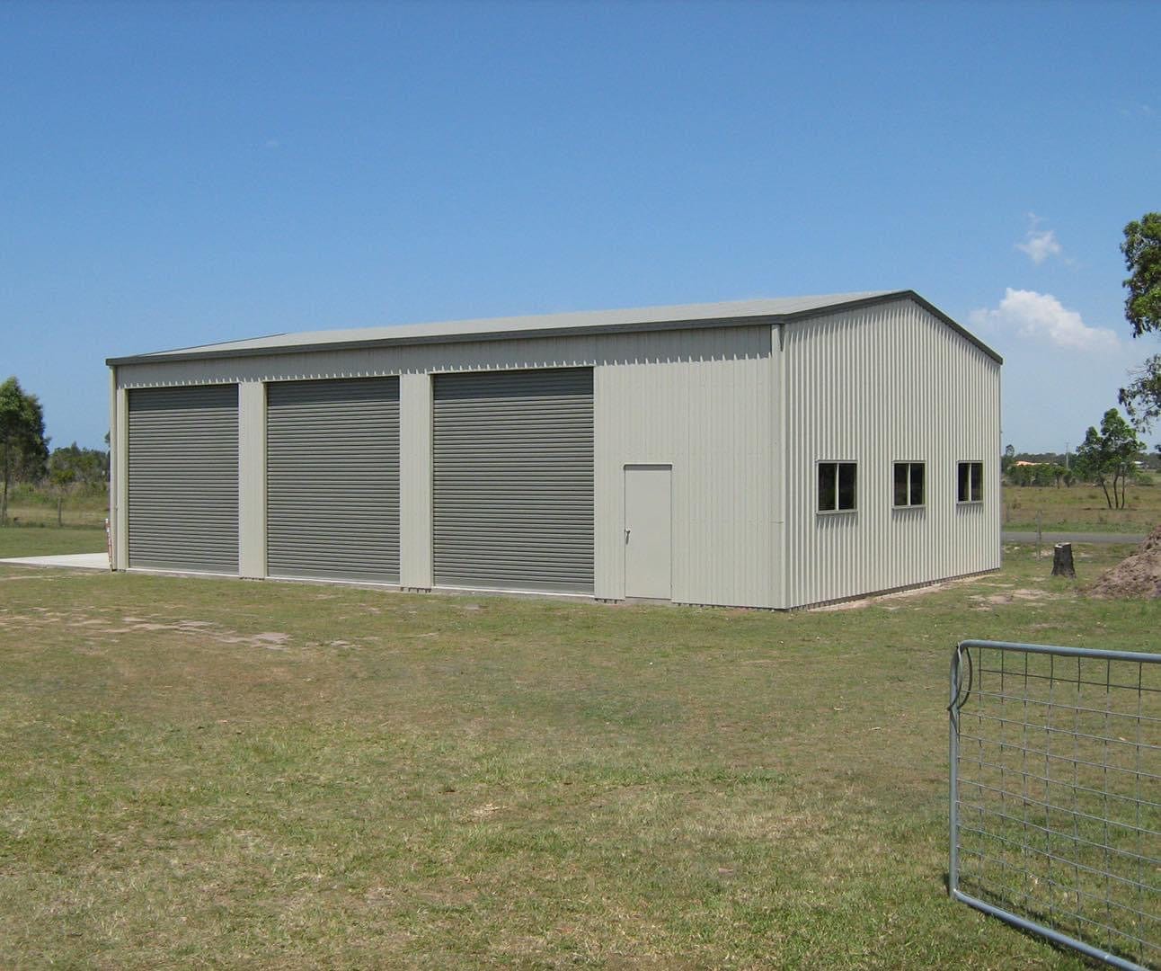 Ezy Blox Sheds Workshop- 12.6m(L) x 10.2m(W) ; 3 Roller Doors Inc.