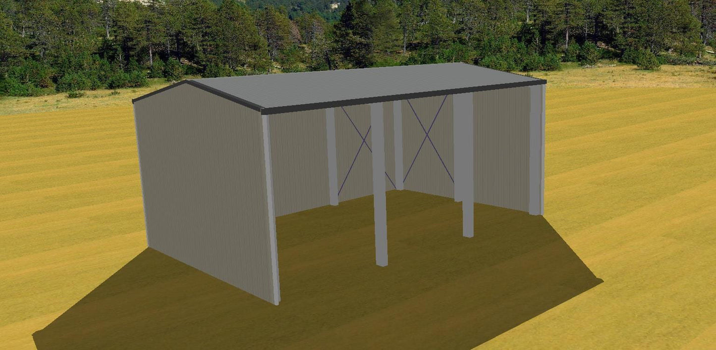 Ezy Blox Sheds Farm Shed Kit - 13.6m(W) x 16.0m(L); 4 Bay Shed