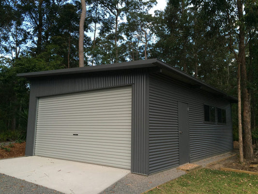 Ezy Blox Sheds Single Garage Skillion Kit- 3m(W) x 6m(L); 1 Roller Door