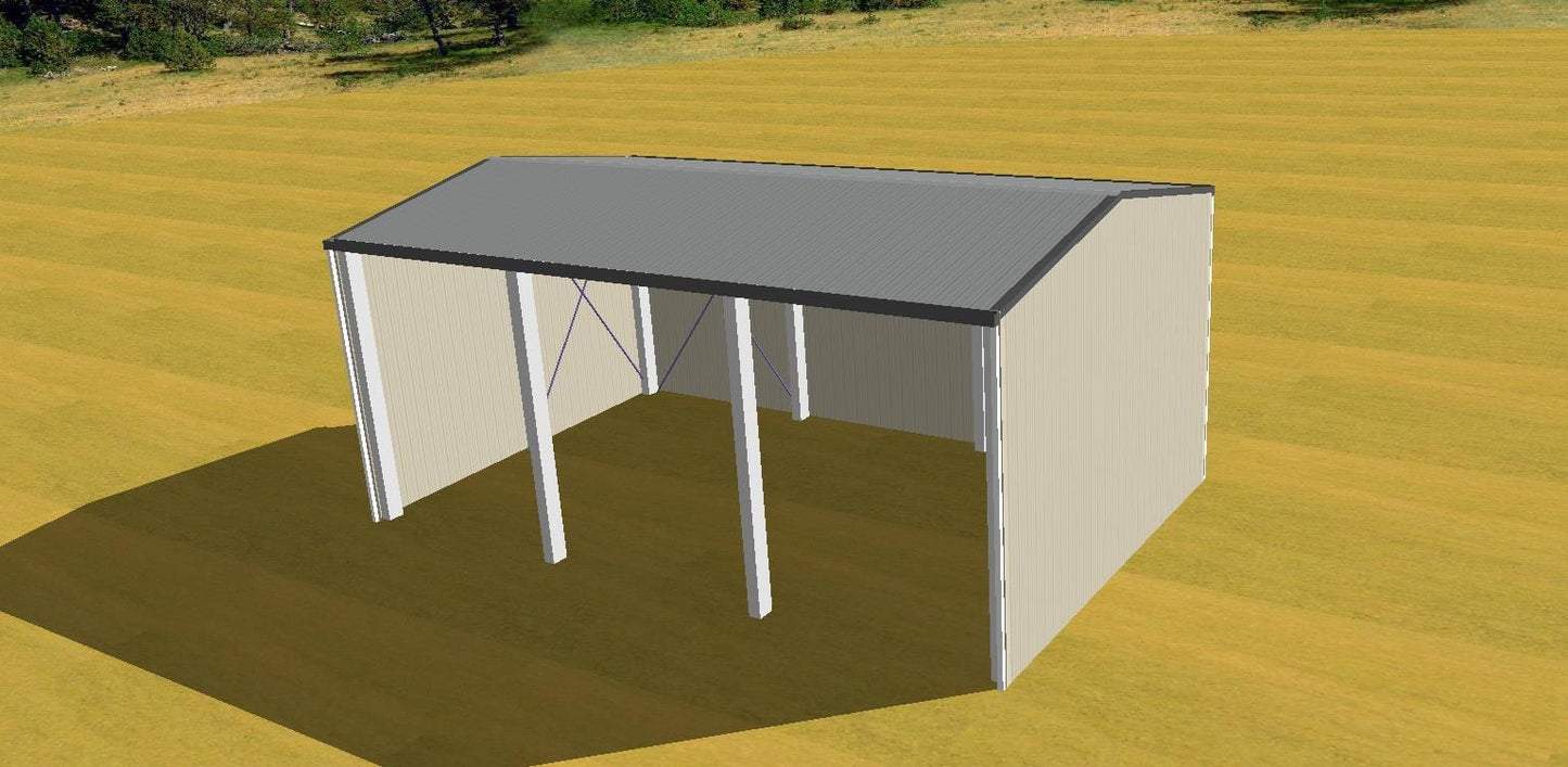 Ezy Blox Sheds Farm Shed Kit - 11.4m(W) x 14.4m(L); 4 Open Bays.
