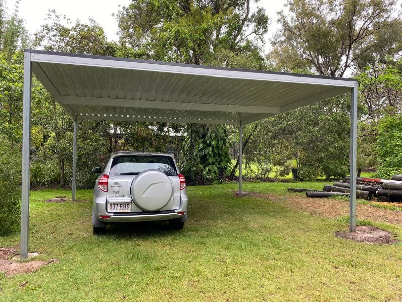 EzyBlox Sheds Flat Roof DIY Double Carport Kit - 6M x 6M - High Gloss Finish